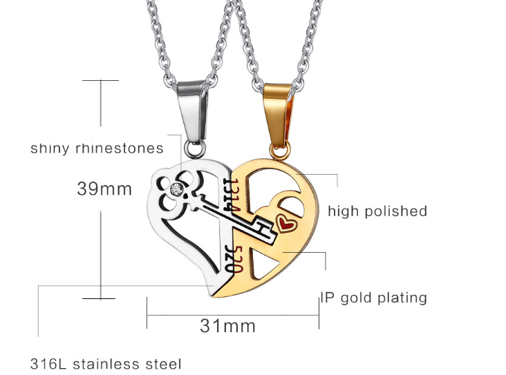 Hjerteformet par halskjede