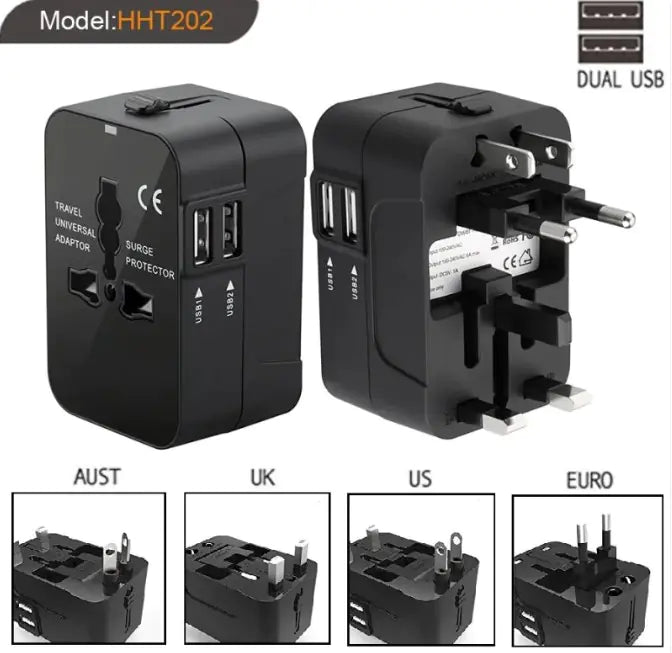 Universal reiseadapter med dual USB – lad flere enheter samtidig