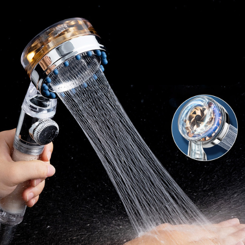 Høytrykk dusjhode med vifte og filter