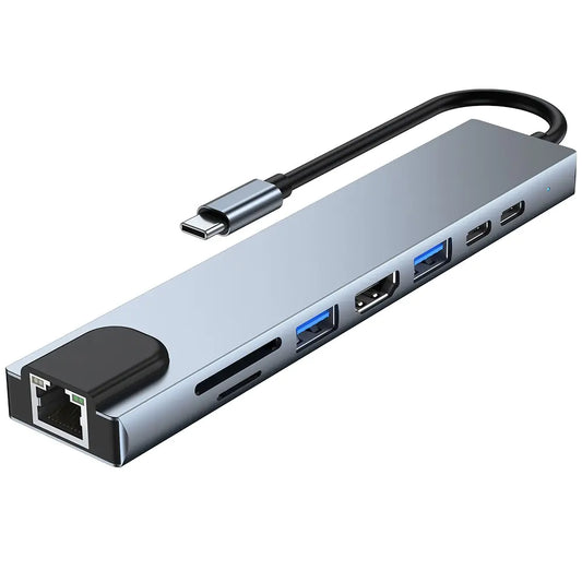 8-i-1 USB C-Hub med 4K HDMI og Kortleser