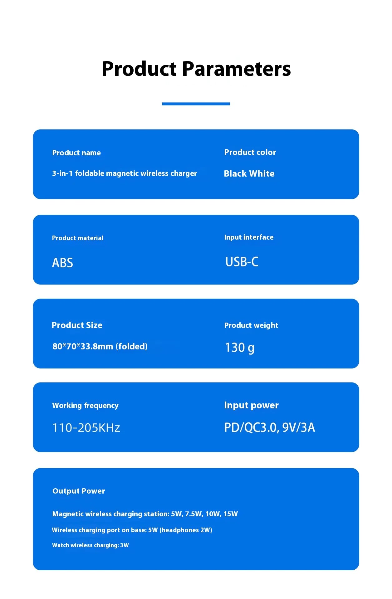 3-i-1 foldbar trådløs lader