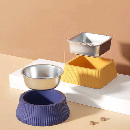 Rustfri Matskål med Veltebeskyttelse